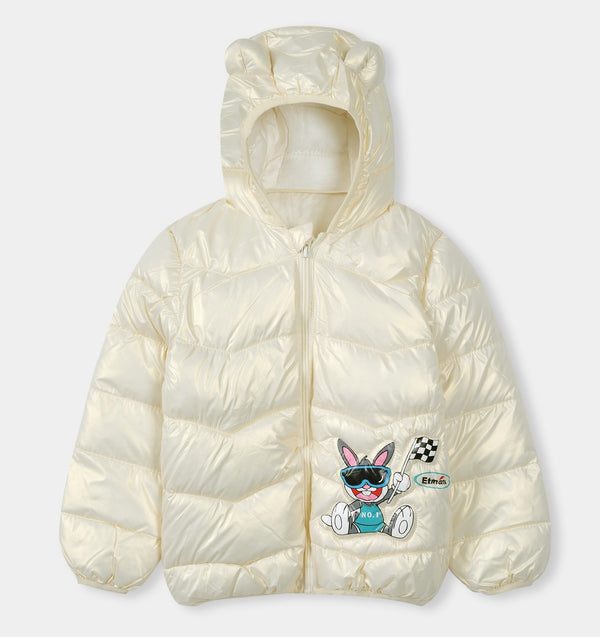 kid's ears hooded padded jacket cartoon Tom print warm Jacket