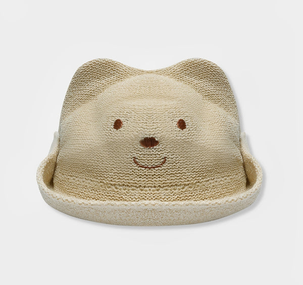 Cartoon Bear Baby Straw Hat Summer Breathable Infant Sun Hat