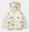 White Printed Puffer Jacket For Baby Boys & Girls